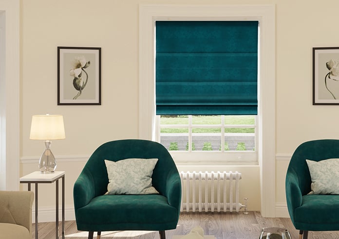 Florence Faux Suede, Ink Blue - Motorised Roman Blind - Image 3